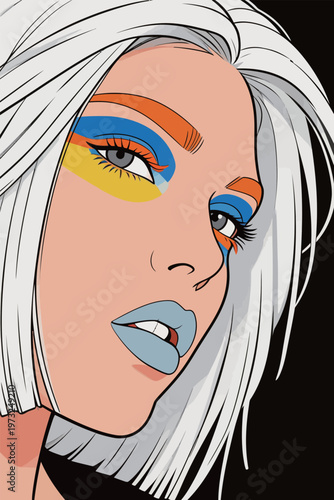 Pop Art Stylized Woman with Bold Makeup
