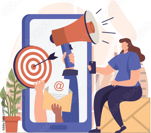 Digital marketing campaign targeting a specific audience through email and megaphone outreach