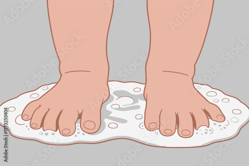 Baby's Feet on Soapy Surface Illustration