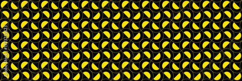 horizontal seamless gold wavy line and semicircle on black