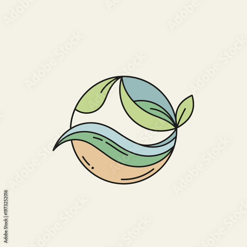 Earth Globe with Green Leaves Sprouting.