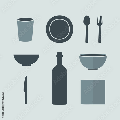 Flatware and dishware table setting.