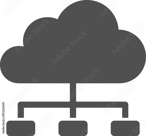 Cloud network architecture showing hierarchical data branches