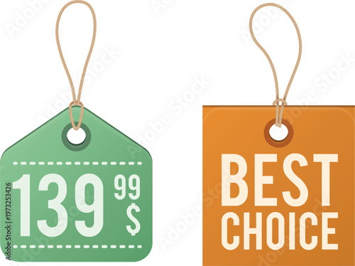Promotional price tag and best choice label for a discounted product