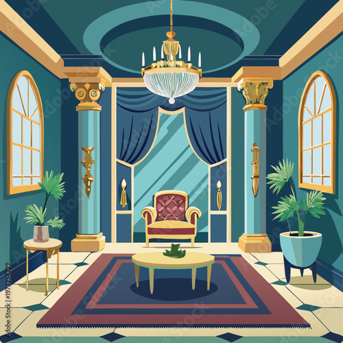 Elegant Interior Room with Ornate Furnishings and Decor