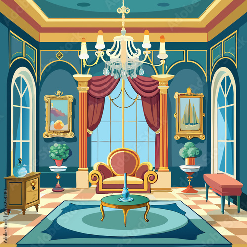 Elegant Luxury Interior Room with Ornate Furniture