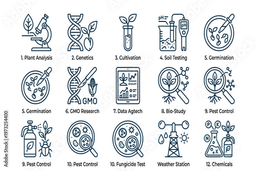 Scientist conducting plant analysis and genetics research in a lab with various equipment for cultivation and soil testing.