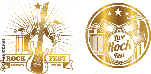 Vibrant graphic designs for a live rock music festival celebration