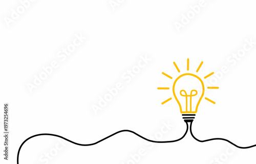 Bright Idea Light Bulb with Wavy Cord Illustration.