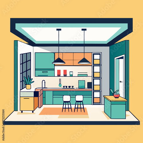 Modern Open Plan Interior Kitchen Design