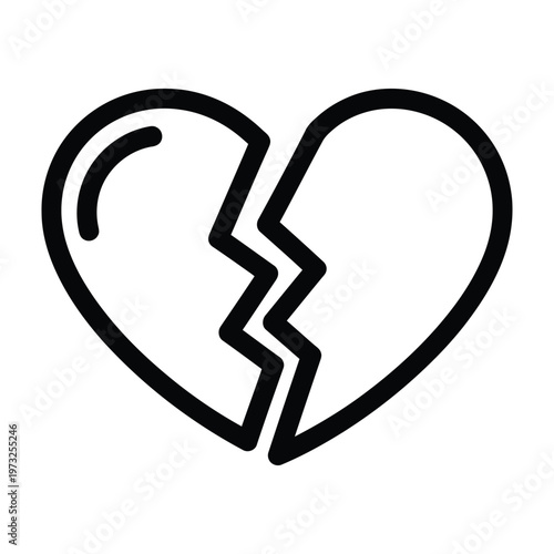 Broken heart icon representing heartbreak, sadness, or relationship issues, sad feeling, emotional pain, relationship problems, love trouble