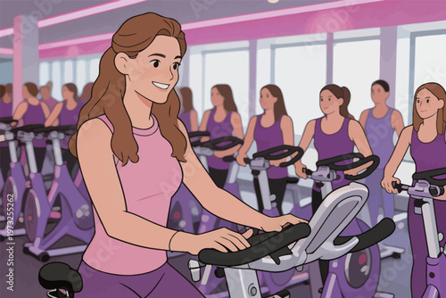 Group of People in a Spinning Class at Gym