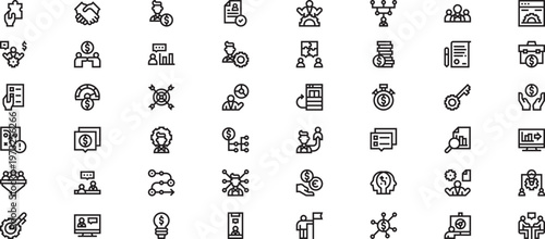 Business Growth and Strategic Corporate Management Icon Set , Strategic , business , advisory ,consulting icons set