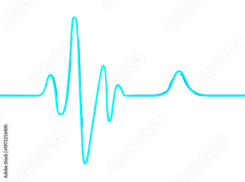 Isolated vibrant blue digital medical heartbeat line with fluctuating pulse wave rhythm illustration