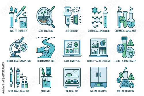 The laboratory equipment and various scientific testing processes are on display.