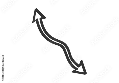 Flecha curva de doble punta con silueta negra