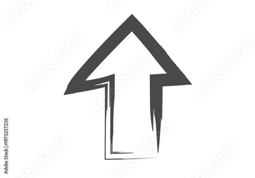 Flecha gris oscuro apuntando hacia arriba con trazo de estilo boceto
