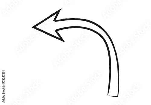 Flecha negra minimalista con trazo de pincel formando una curva hacia la izquierda