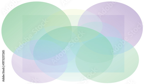 The visual representation of overlapping translucent circles demonstrating geometric intersections and color blending