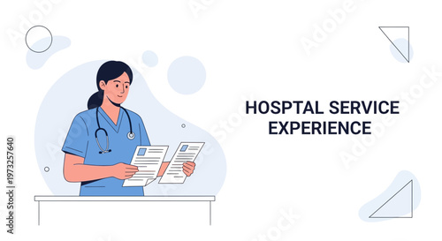 Nurse Holding Medical Documents, Hospital Service Experience Concept