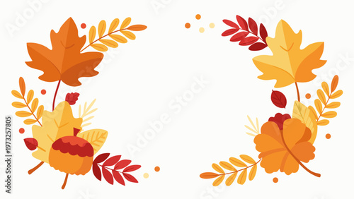 Autumn leaves, fall foliage, vector wreaths, colorful illustrations
