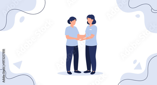 Two nurses holding hands, symbolizing care and support in healthcare