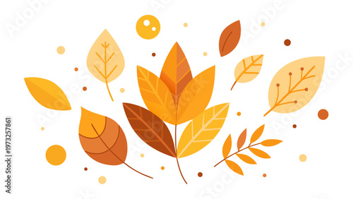 Autumn leaves, fall foliage, orange, yellow, brown vector icons