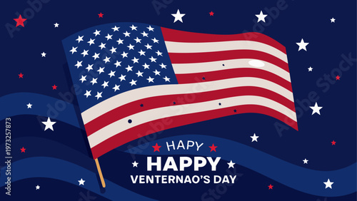 American flag, patriotic vector, festive illustration, holiday greeting