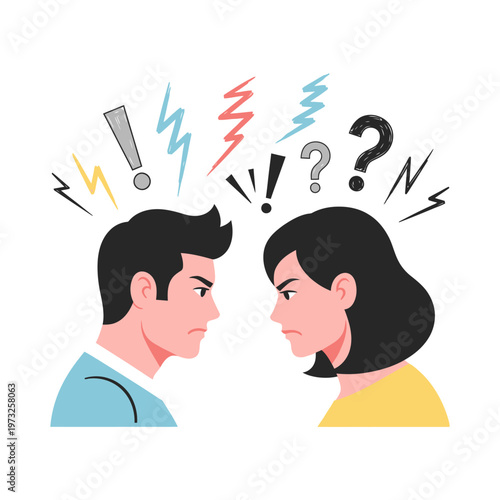 Couple arguing, disagreement, conflict, relationship problems, stress, frustration, communication breakdown