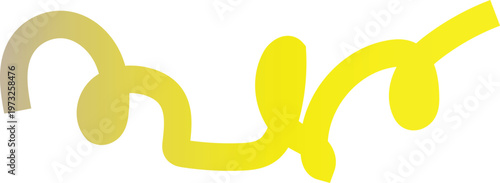 described seems to be a whimsical, hand-drawn graphic element that combines various yellow shapes to create a decorative flourish. The light beige curved segment on the left likely serves as a soft 