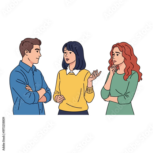 Diverse group of people talking, discussion, disagreement, brainstorming, communication, teamwork, conversation, human connection