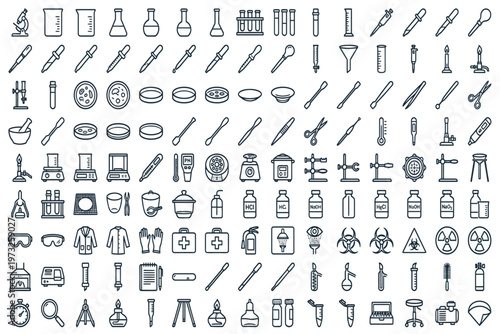 Various science laboratory equipment and tools neatly arranged on a table for experimentation