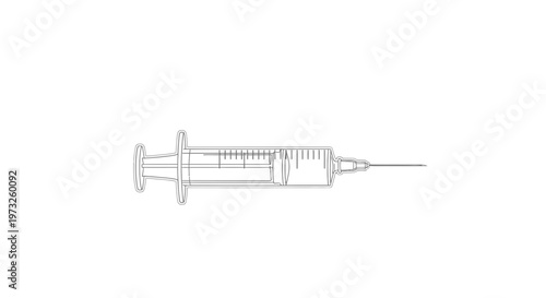 Medical Syringe Illustration with Needle, Healthcare Equipment Concept