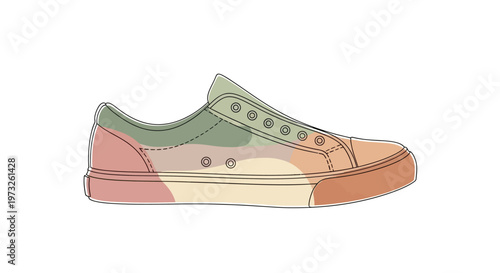 Colorful Sneaker Side View Closeup.