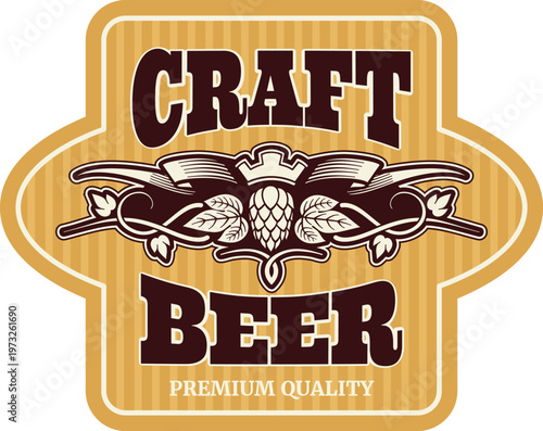 Vintage style craft beer logo with traditional brewing elements