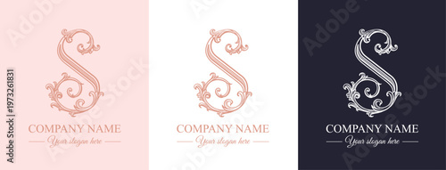 Luxury logo monogram letter S in vintage ornamental style with decorative elements. Ideal for branding, business and premium identity.