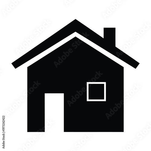 Black silhouette of a house, vector icon, real estate, single family, multi family, semi detached, row house, mobile home