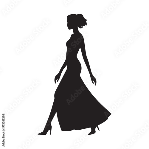 Fashion Model Silhouette Pose Vector 
