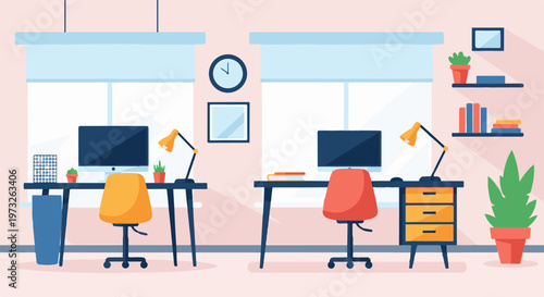 Modern Office Workspace with Desks and Computers 4.