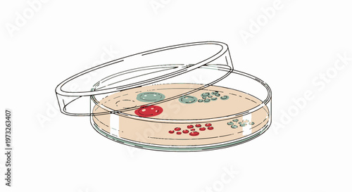 Petri Dish Cultures with Bacterial and Fungal Colonies