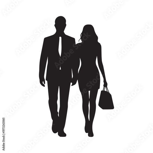 Walking Couple Silhouette Vector Design