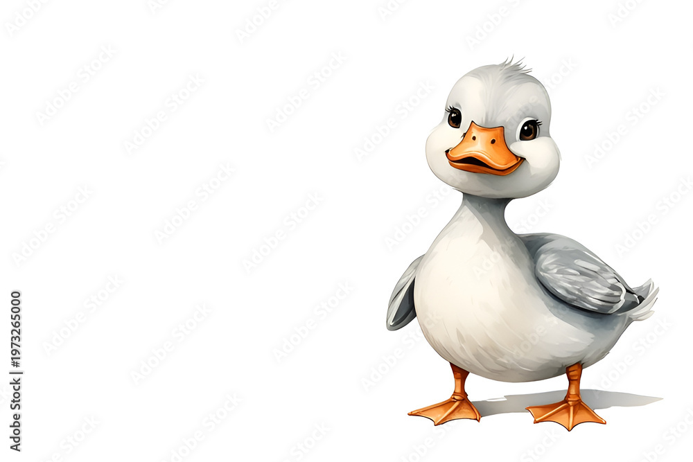 Fototapeta premium Cute watercolor illustration of a duck character