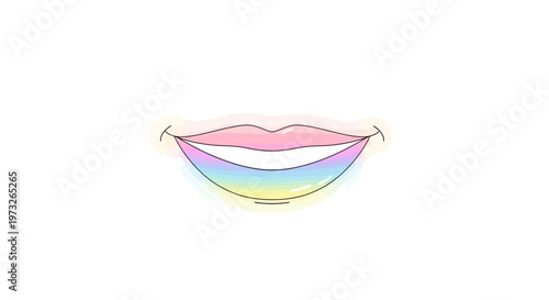 Colorful Lips Smiling Face Expression.