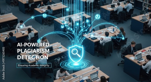 AI-Powered Plagiarism Detection Ensuring Academic Integrity in a Modern Classroom Setting.