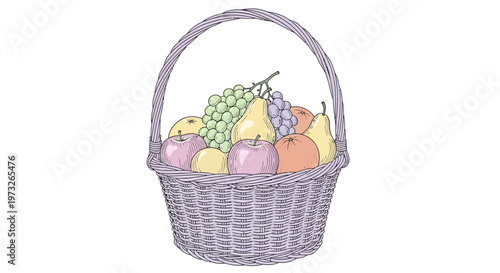 Fresh Fruit in a Woven Basket.