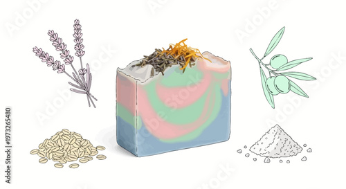 Colorful soap with natural ingredients.