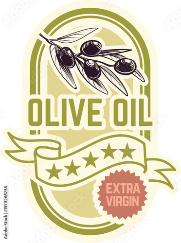 Artistic label design for premium extra virgin olive oil product