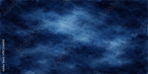 A dark blue grunge texture background featuring a stormy cloudscape with a dark night sky and motion of lightning in nature