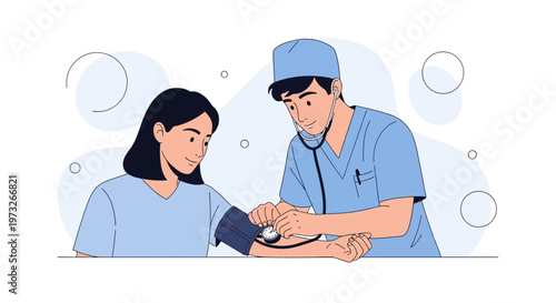 Doctor checking patient's blood pressure, medical examination, healthcare concept