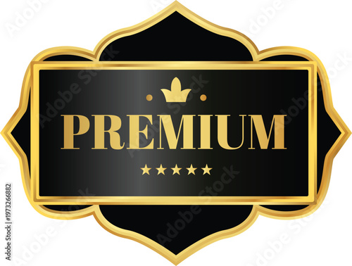 Elegant premium badge with golden crown and star accents
